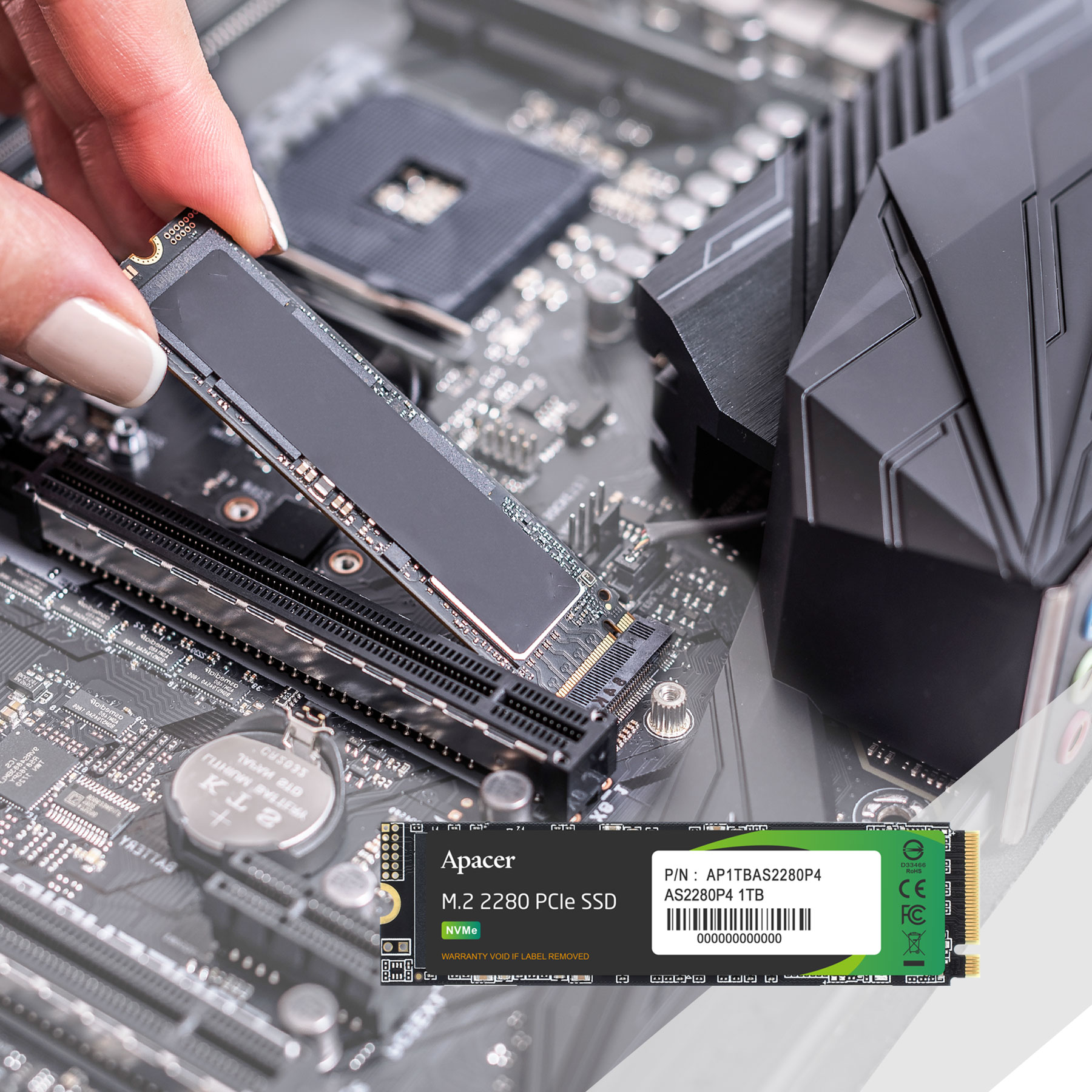Apacer as2280p4 | 512 gb | pcie 3. 0 x4 nvme | 2100/1500 mb/s | m. 2 2280 ssd disk 2 Apacer as2280p4 m. 2 nvme ssd med vgradnjo v namizni računalnik