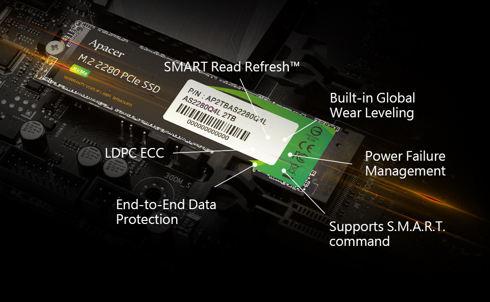 M.2 PCIe SSD AS2280Q4L M.2 PCIe Gen4 x4 SSD - Apacer